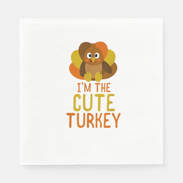 Funny Cute Turkey Family Matching Thanksgiving  Napkin (Front)