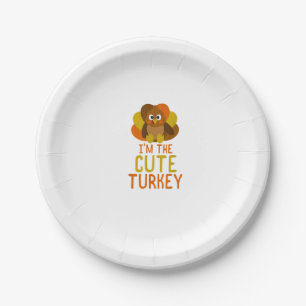 Funny Cute Turkey Family Matching Thanksgiving  Paper Plate