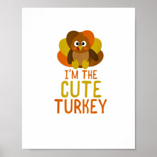 Funny Cute Turkey Family Matching Thanksgiving Poster