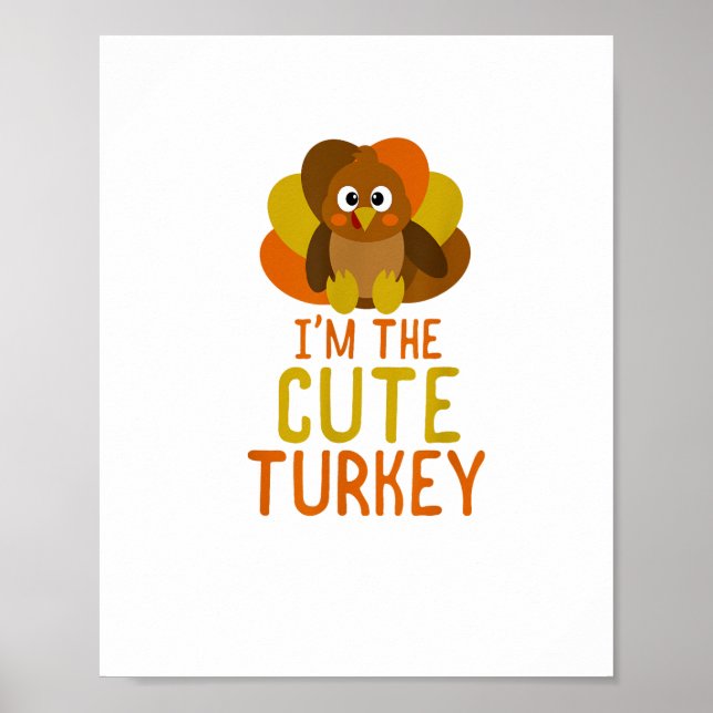 Funny Cute Turkey Family Matching Thanksgiving  Poster (Front)