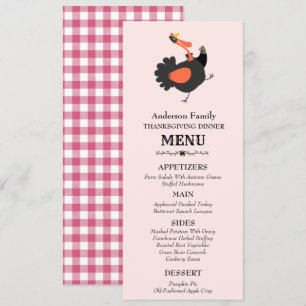 Funny Cute Turkey Thanksgiving Dinner Menu