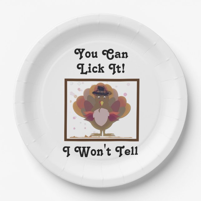 Funny Cute Turkey Thanksgiving Fall Holiday  Paper Plate (Front)