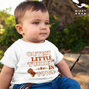 Funny Cute Turkey Thanksgiving Holiday Quote Baby Bodysuit