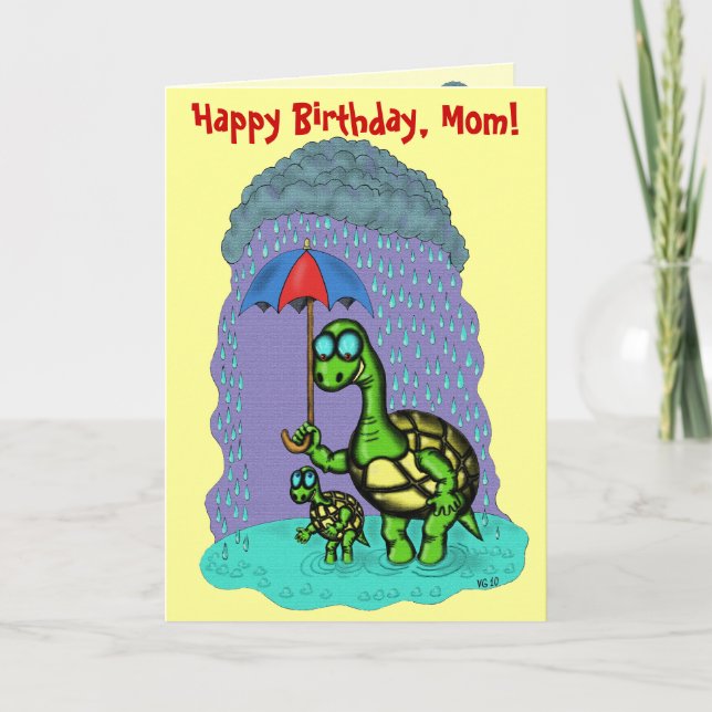 Funny cute turtles Happy Birthday, Mum card design (Front)