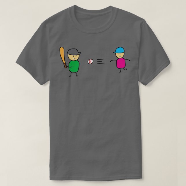 Funny Cute Two Childs Play Baseball  T-Shirt (Design Front)