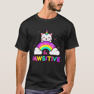 Funny Cute Unicorn Cat T , Pawsitive Cat Graphic D T-Shirt