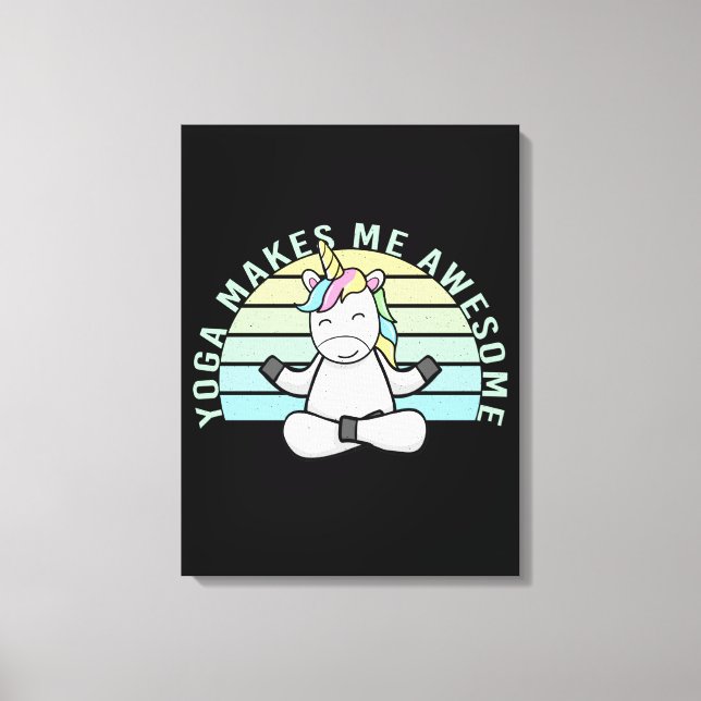 Funny cute unicorn doing yoga. funny yoga poses canvas print (Front)