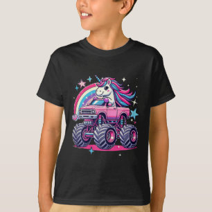 Funny Cute Unicorn Riding A Pink Monster Truck Gir T-Shirt