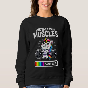 Funny Cute Unicorn Workout Gym Fitness Weightlifti Sweatshirt
