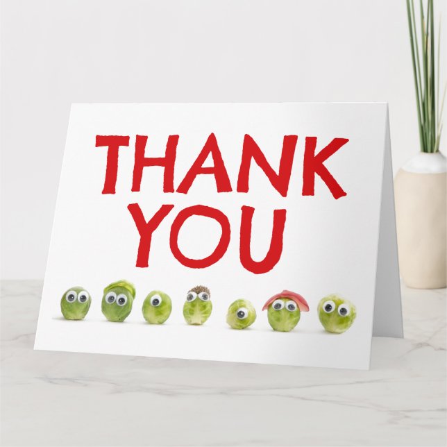 Funny cute unique thank you card for vegetarians (Front)