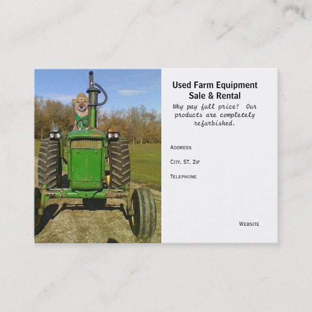 Funny/Cute Used Farm Equipment Business Card (Front)