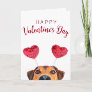 Funny Cute Valentine's Day Dog Heart Headband Card