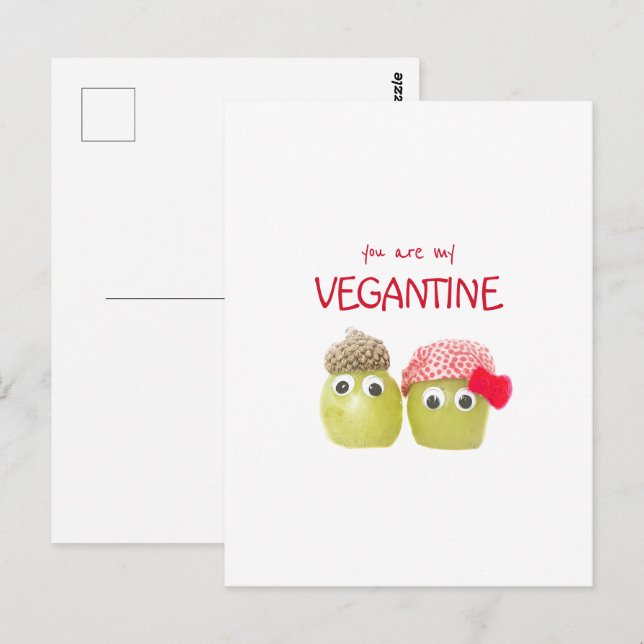 Funny cute vegans vegetarians vegantine postcard (Front/Back)