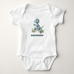 Funny Cute Watercolor Dinosaur Personalised Baby Bodysuit
