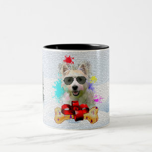 Funny Cute Westie Dog Christmas Two-Tone Coffee Mug