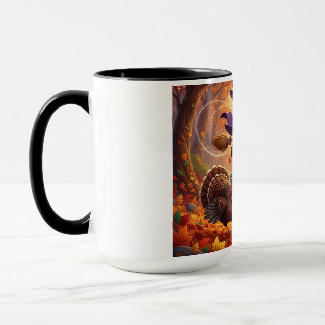 Funny Cute Whimsical Halloween Thanksgiving Mug (Left)