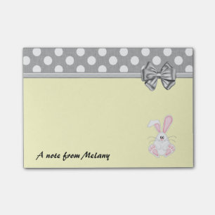 Funny cute whimsical rabbit polka dots monogram post-it notes