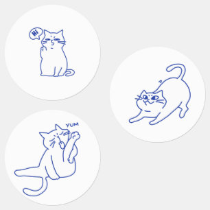 Funny Cute White Cat Doodle Character