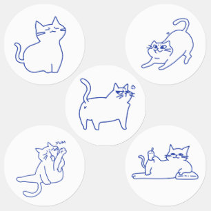 Funny Cute White Cat Doodle Character