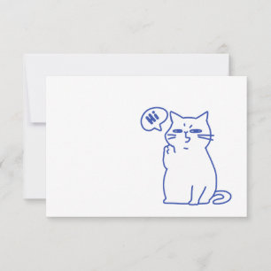 Funny Cute White Cat Doodle Character Thank You Card