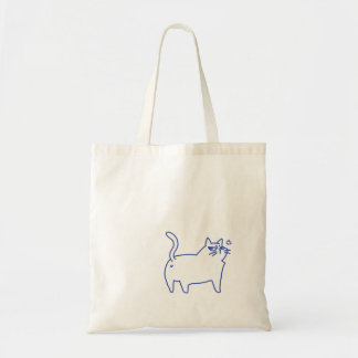 Funny Cute White Cat Doodle Character Tote Bag