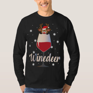 Funny Cute Winedeer Reindeer Wine Drinker Christma T-Shirt