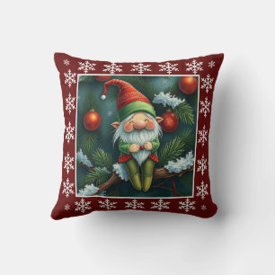 Funny Cute Winter Whimsical Scandinavian Gnome Cushion