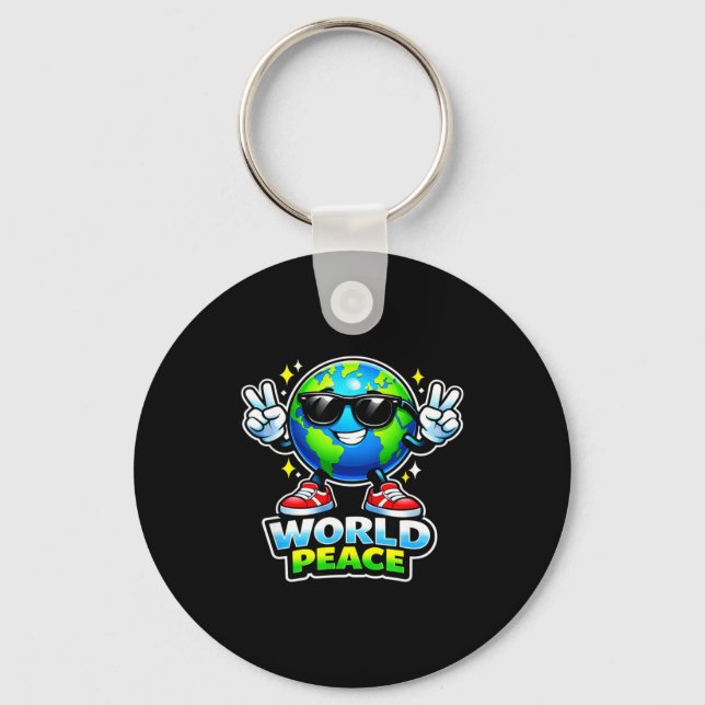 Funny cute world peace positive uplifting message key ring (Front)