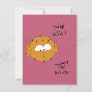 Funny Cute “You’re Swell” Puffer Fish Pun Card