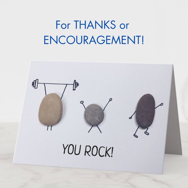 Funny Cute "You Rock" Encouragement or Thanks Pun Card (A fun pun "You Rock!" card for thanks, encouragement, or just because. Blank inside.)