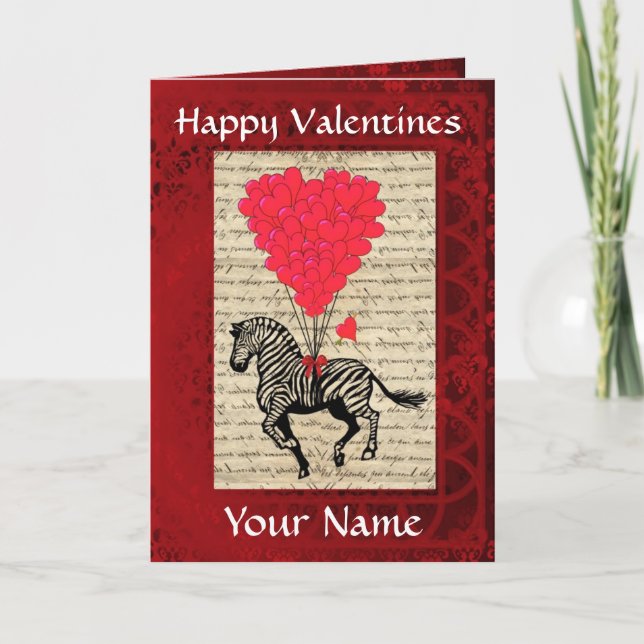 Funny cute zebra valentines day holiday card (Front)