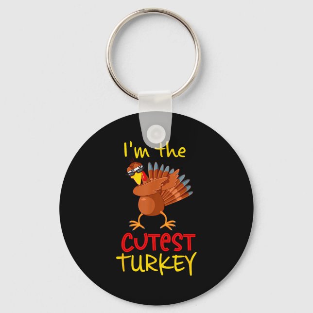 Funny Cutest Turkey Matching Family Group Thanksgi Key Ring (Front)