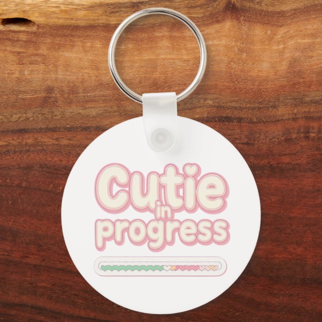 Funny "Cutie in Progress" Loading Bar Key Ring (Front)