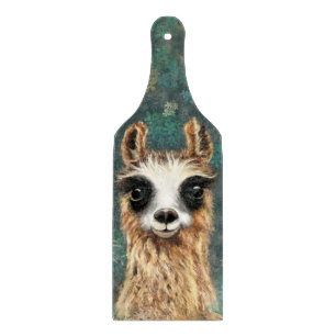 Funny Cutting Board with Curious Llama