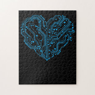 Funny Cyber Circuit Heart Valentines Day Engineer Jigsaw Puzzle