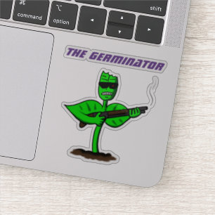 Funny cyborg germinator plant cartoon