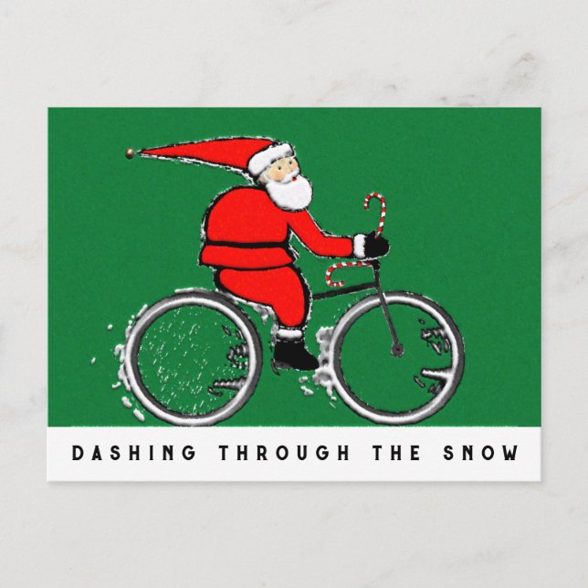 Funny Cycling Christmas Holiday Postcard (Front)