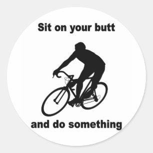 Funny cycling classic round sticker