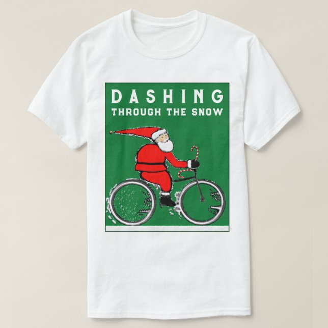 Funny Cycling Cyclist Christmas T-Shirt (Design Front)