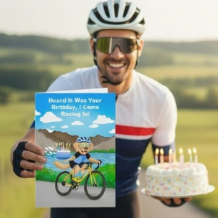 Funny Cycling Dog Birthday Bicycle Cake Delivery  Card