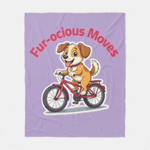 **Funny Cycling Dog – Cute Dog Riding a Bicycle Il Fleece Blanket