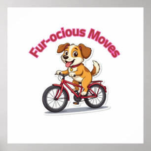 **Funny Cycling Dog – Cute Dog Riding a Bicycle Il Poster
