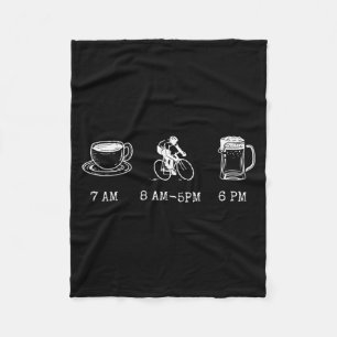 Funny Cycling Humour Quote Coffee Ride Beer Biking Fleece Blanket