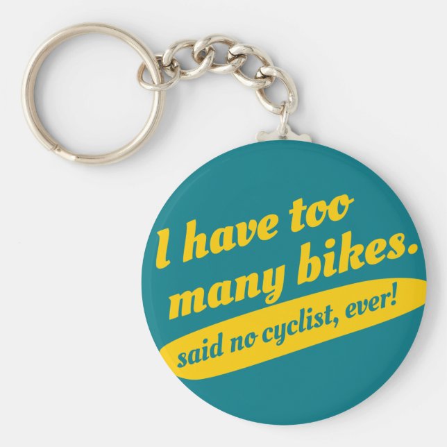 Funny Cycling Keychain. Cyclist Bike Gift Key Ring (Front)
