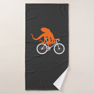Funny Cycling - Octopus Riding Bicycle Bath Towel