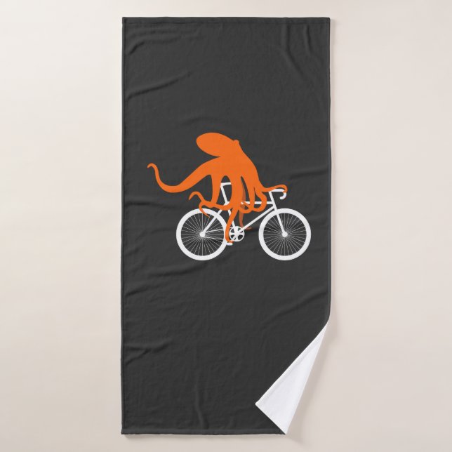 Funny Cycling - Octopus Riding Bicycle Bath Towel (Bath Towel)