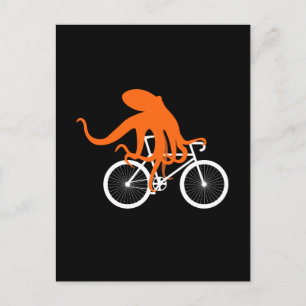 Funny Cycling - Octopus Riding Bicycle Postcard