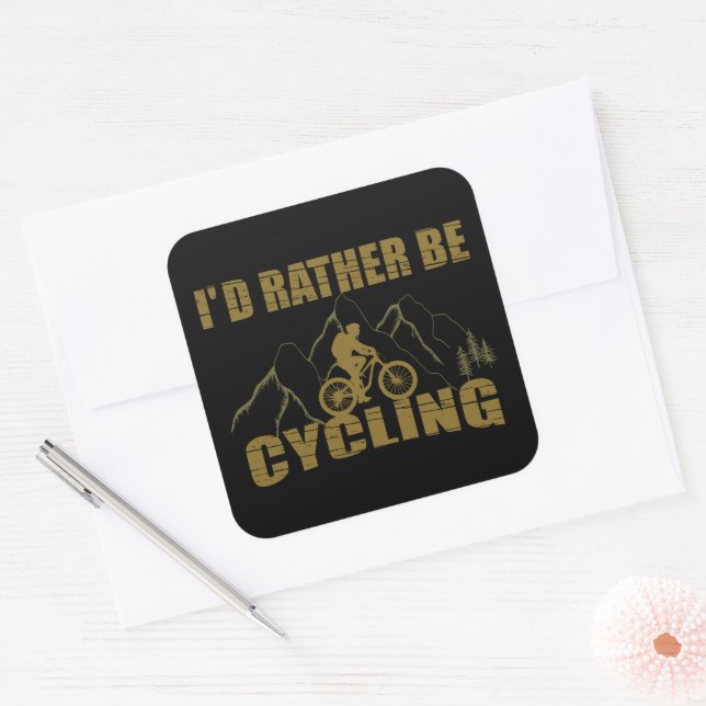 Funny cycling quotes square sticker (Envelope)