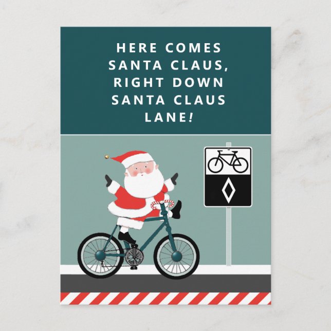 Funny Cyclist Biking Christmas Card (Front)