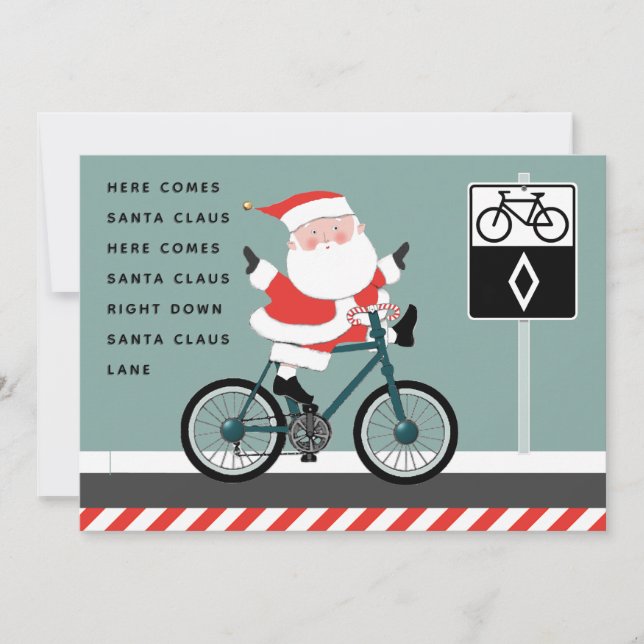 Funny Cyclist Biking Holiday Christmas Cards (Front)